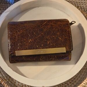 Vintage Patricia Nash Brown Leather Wallet with Gold Accent